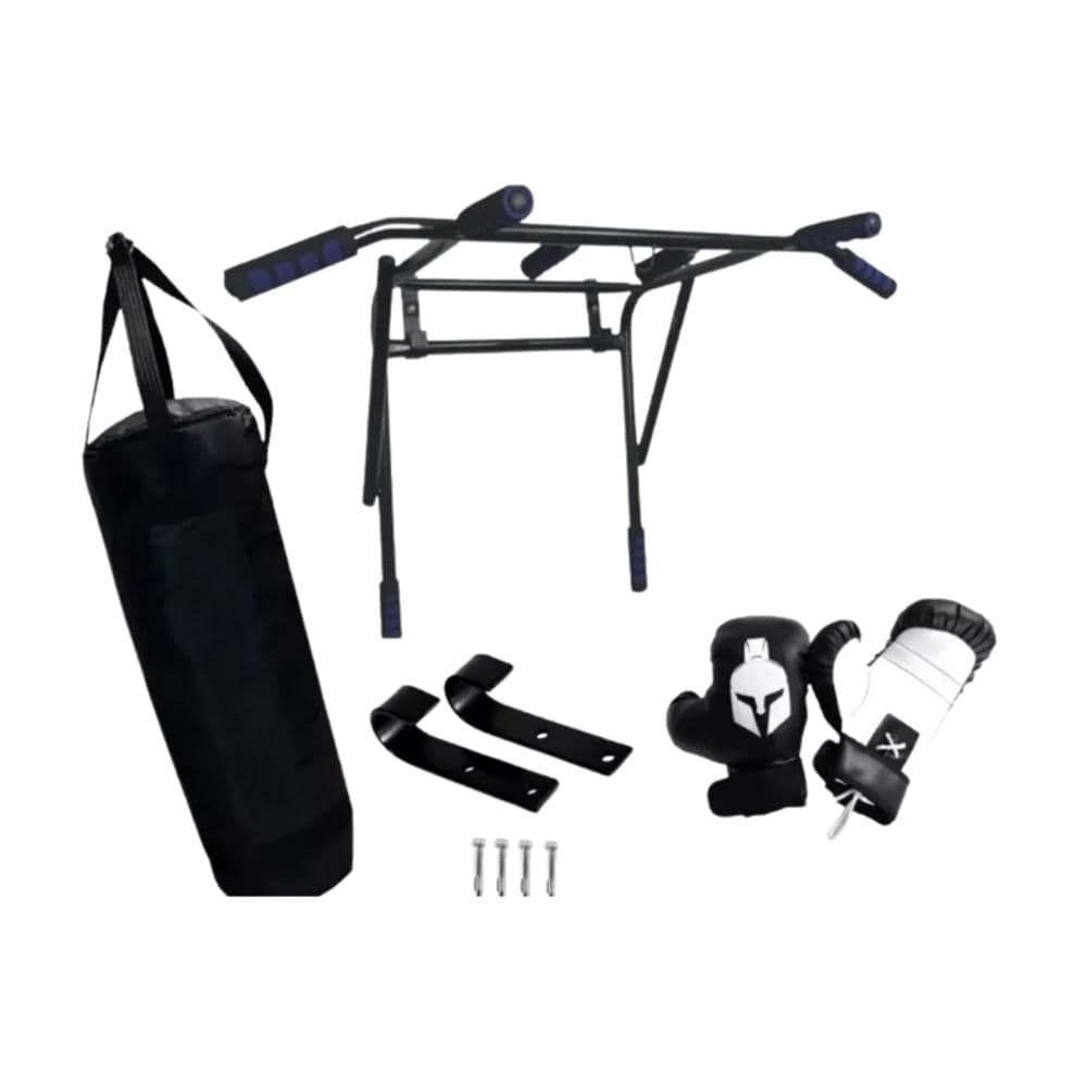 Barra Multifuncional Crossfit 3En1 + Saco De Boxeo Y Guantes