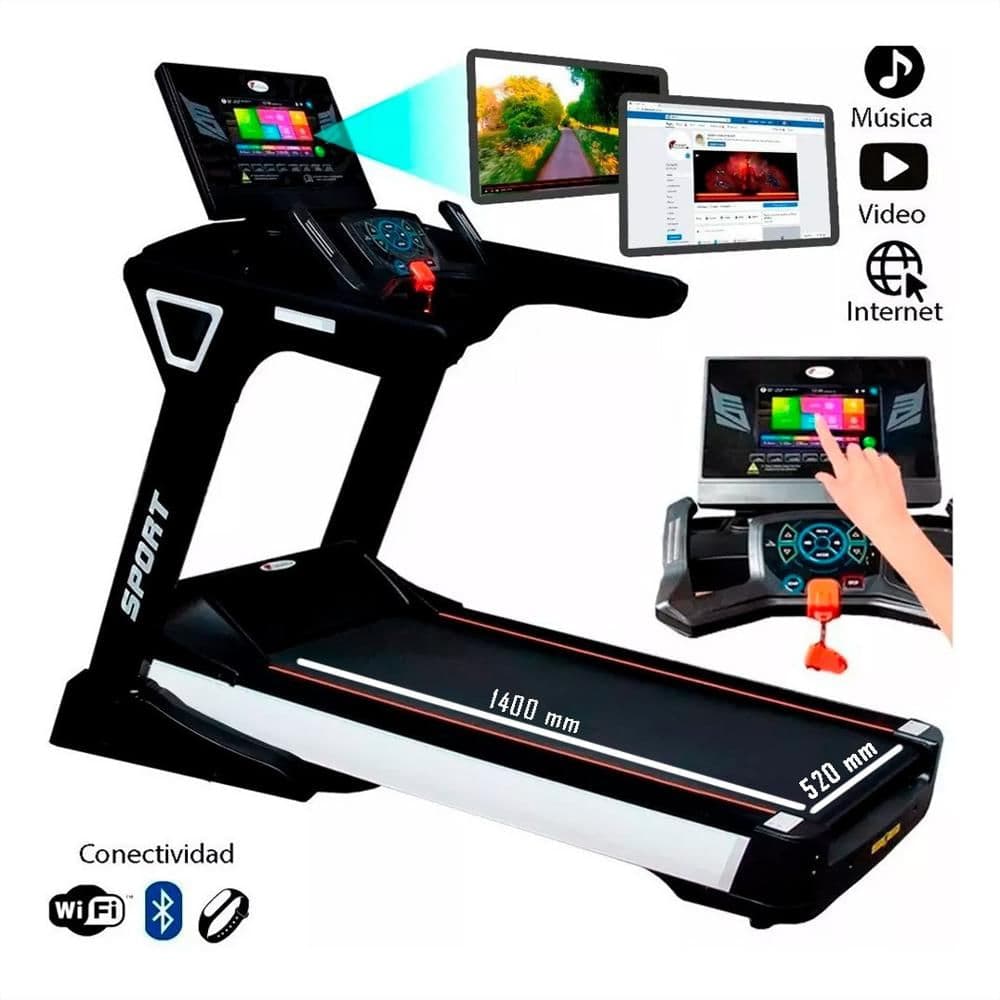 Caminadora Electrica Centurfit 3.6 Hp Pantalla Wifi Videos Color Negro