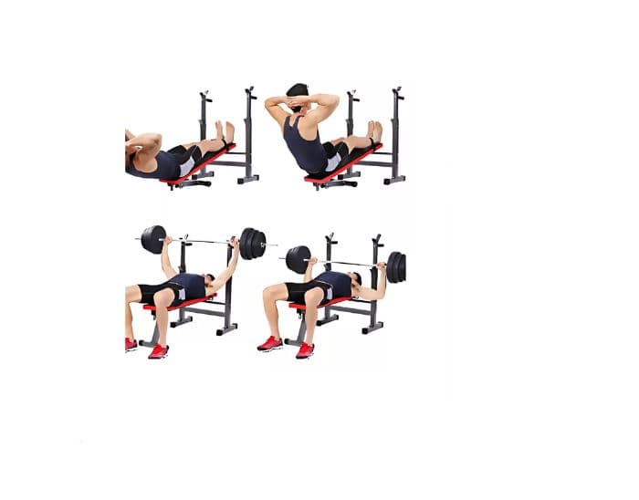 Banco plano declinable 3 niveles con rack ajustable